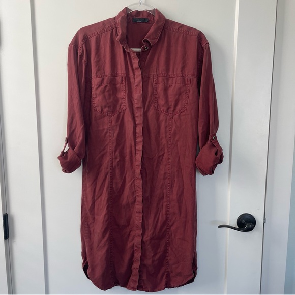 Prana Doryan Shirt Dress Red Long Sleeve Tencel Gorpcore XS - Picture 4 of 11